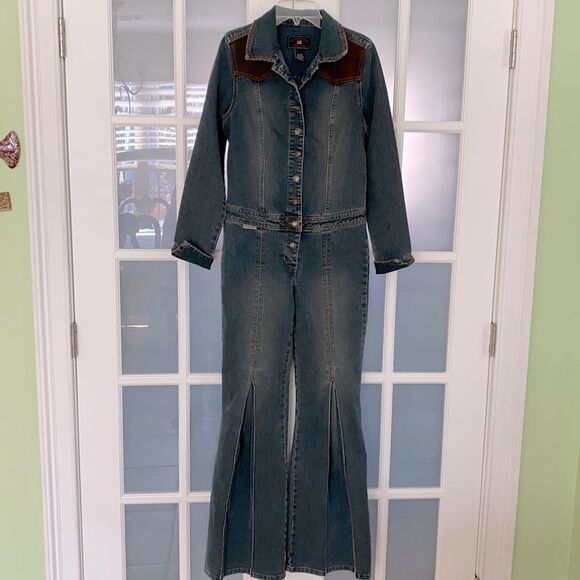 U.S. Polo Assn. Pants - U.S. Polo Assn. Vintage 80s Disco Denim Long Sleeve Flare Leg Jumpsuit Size 9/10
